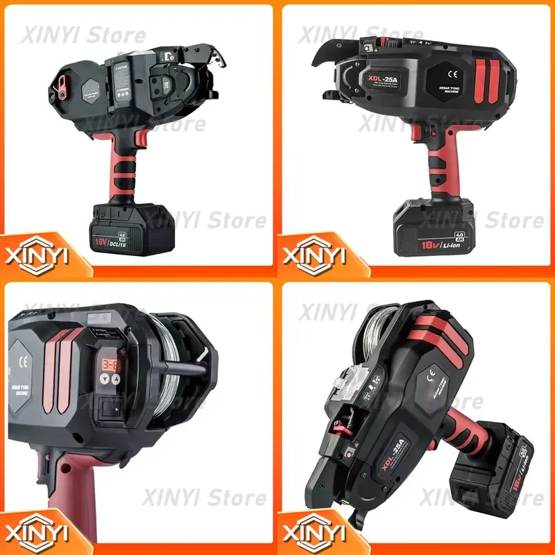 Full-automatic Rebar Tier Binding Machine for Steel Tying 8-60mm Bar Tie Tool with Adjustable Tightness 18V 4Ah Rechargeable