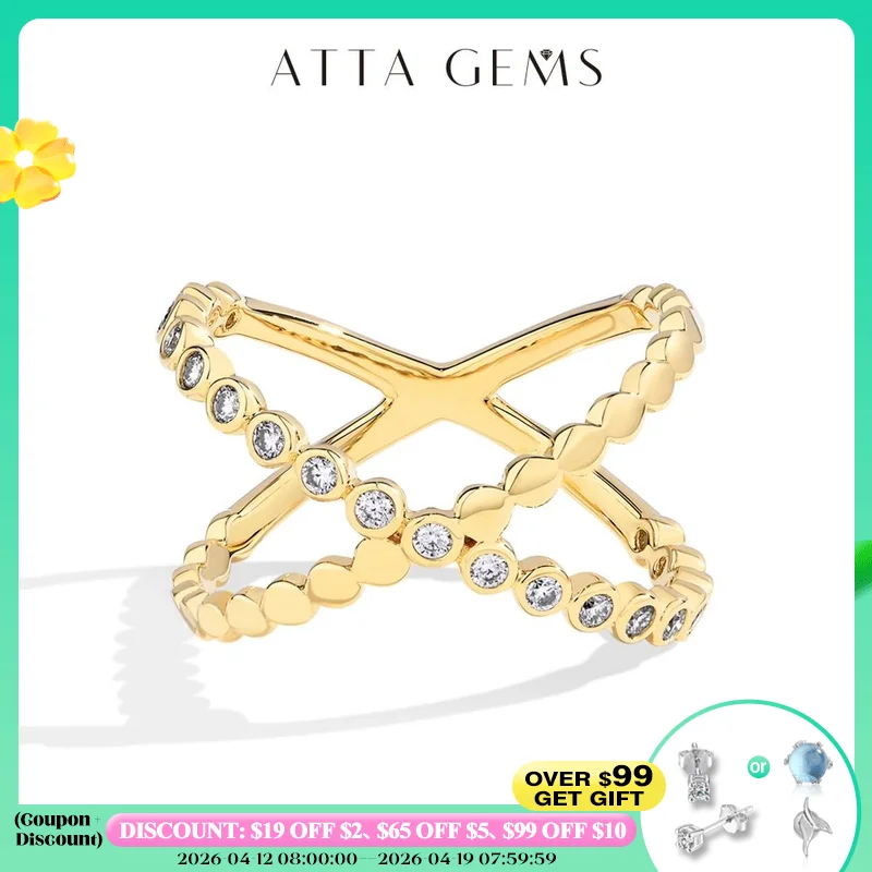 

ATTAGEMS Кольца с муассанитом для женщин VVS1 Круглой огранки с бриллиантами S925 Серебро 18 К Позолоченные Вьющиеся Обручальные Ювелирные Изделия Подарок