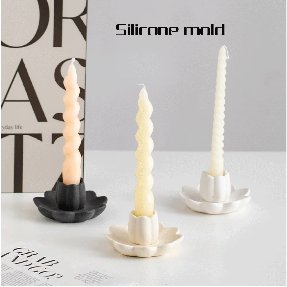 

Lotus shape candlestick mold table decorative household decoration aromatherapy candle holder silicone mold