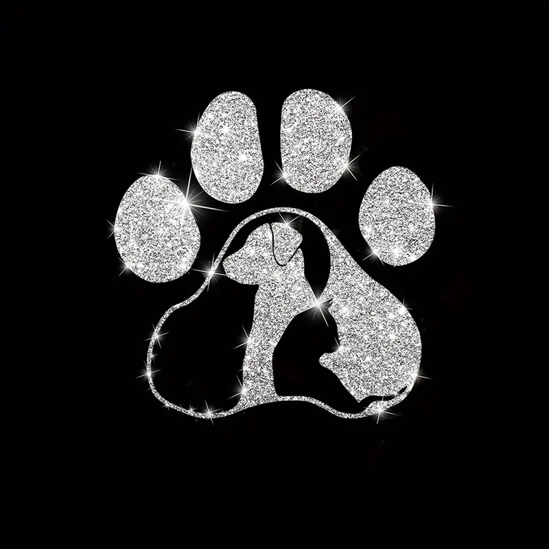 1pc Cute Car Sticker Animal Love Sparkling Paw Print Window Decal Fashionable Decoration Laptop Stickers Motorcycle Stickers