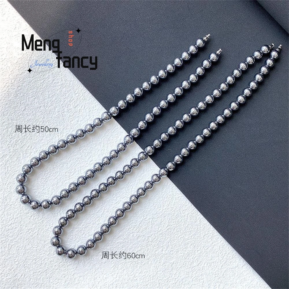 Terahertz Energy Mineral Terasilicate Fast Ice Melt Round Bead Sweater Chain Bracelet High-grade Fashion Jewelry Holiday Gifts