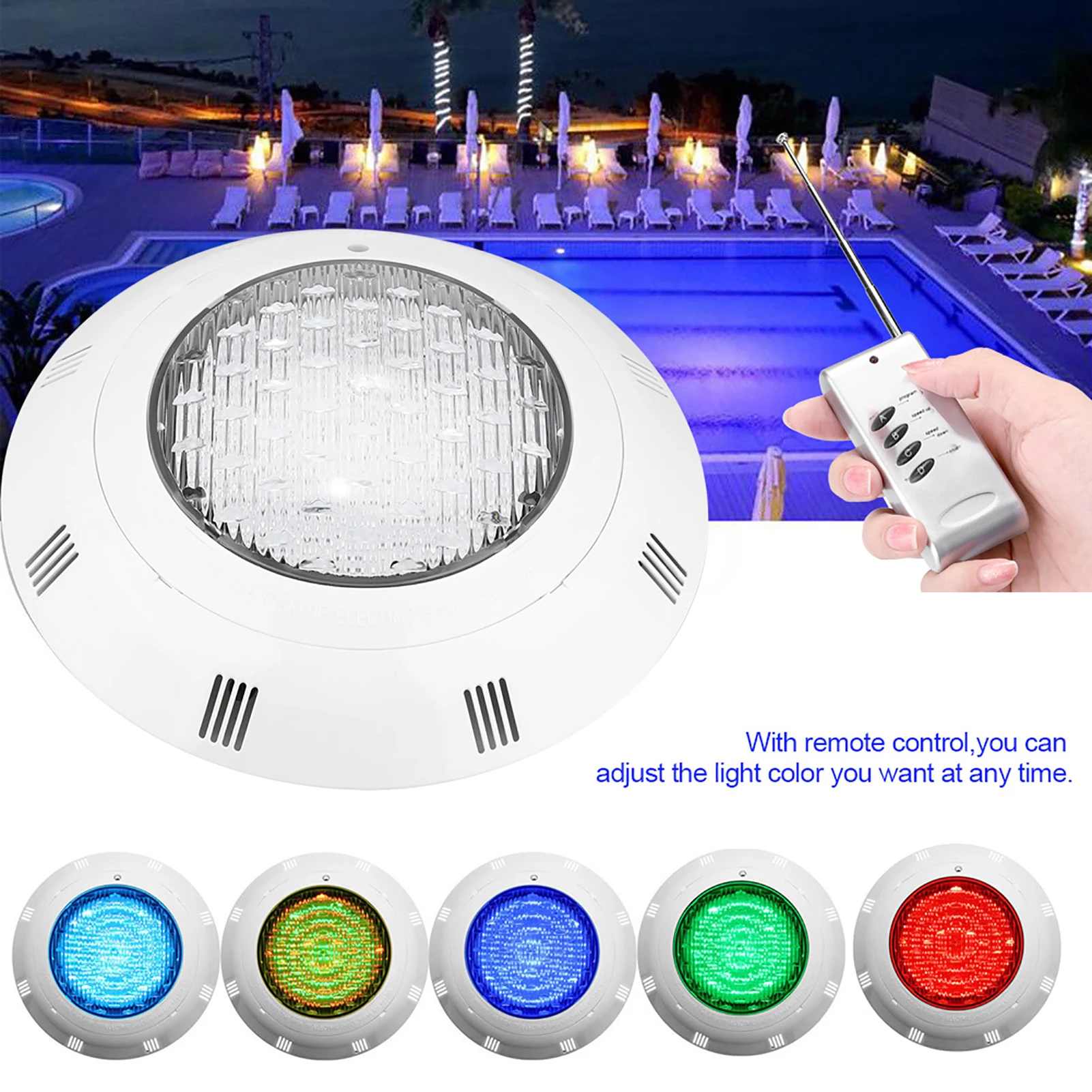 12V 24 LED RGB Multi Color Underwater Swimming Pool Bright Light with Remote Control LED RGB Swimming Pool Light