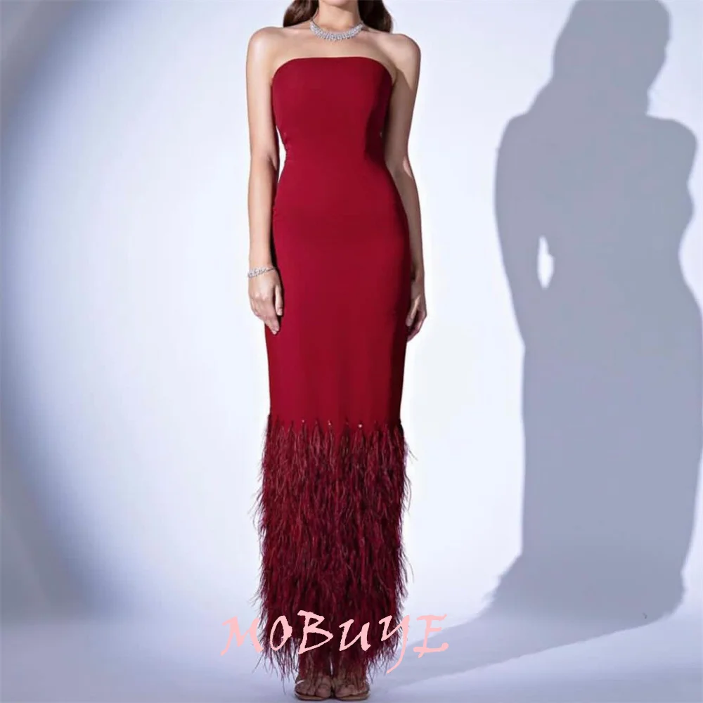 MOBUYE-vestido feminino de baile sem alças, até o tornozelo, vestido de noite sem mangas, elegante vestido de festa, moda popular, 2022