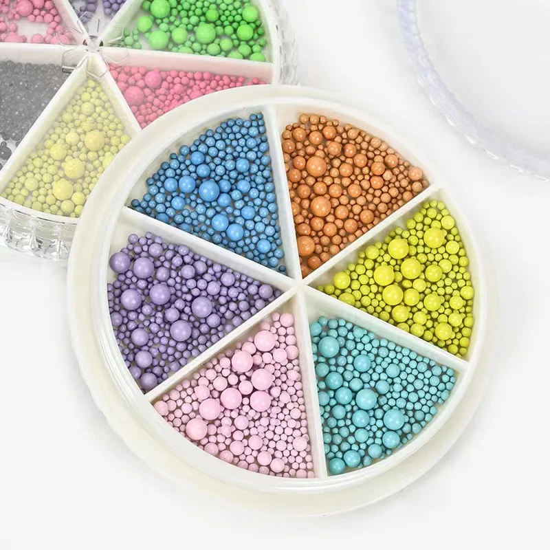 1 Box Candy Colors Nail Art Beads Mixed Sizes Macaron Caviar Beads 3D Steel Ball for Nail Designs Decorations Accessories