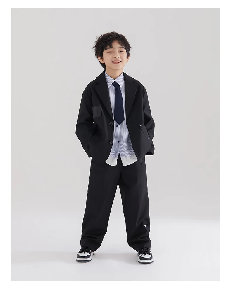 Eleganter Jungen-Hochzeitsanzug mit Blazer und Hose für Kinder, Konzert-Outfit, Kostüm, Coole Kinder-Smokings, Größe 5-14 Jahre – Detail 2