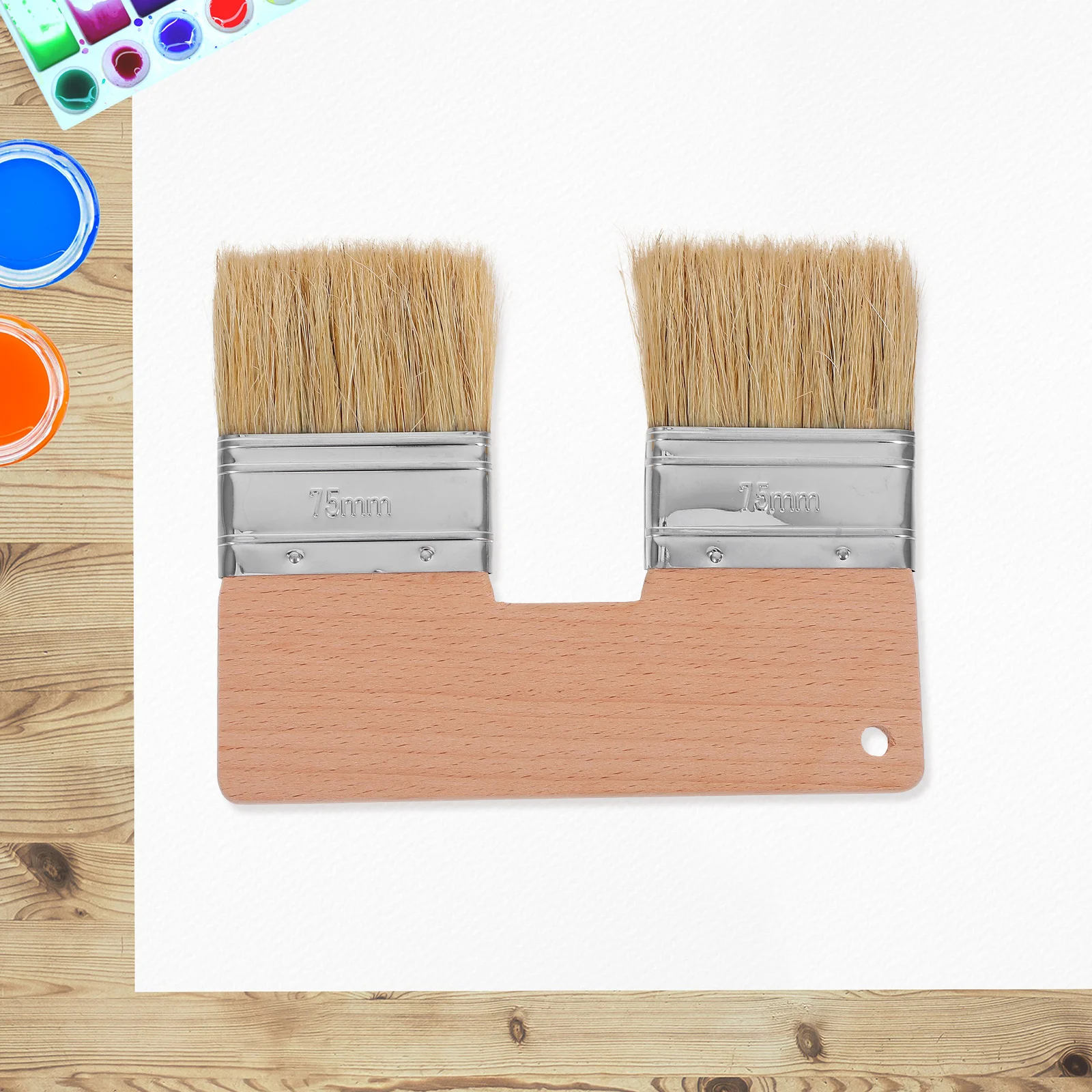 

Кисть для рисования из натуральной щетины, плоская двуглавая художественная кисть для настенной живописи на холсте, акриловое масло, двойная головка