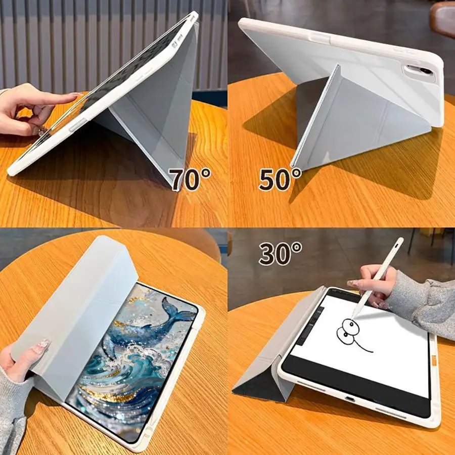 with Pencil Slot Case for Apple iPad Mini 7 6 5 9th 11th 12th Air 8 M2 M3 3 Pro M4 13 2025 2026 10th Gen Air 4/5/6th Gilt Tiger