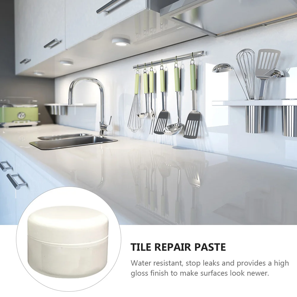 2Pcs Ceramic Tile Repair Paste Kit Strong Adhesion Water Resistant High Gloss Chips Dents Defects