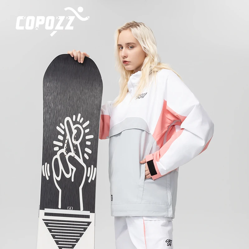 COPOZZ-traje de esquí para hombre y mujer, chaqueta con capucha cálida para deportes de invierno, pantalones de esquí impermeables a prueba de