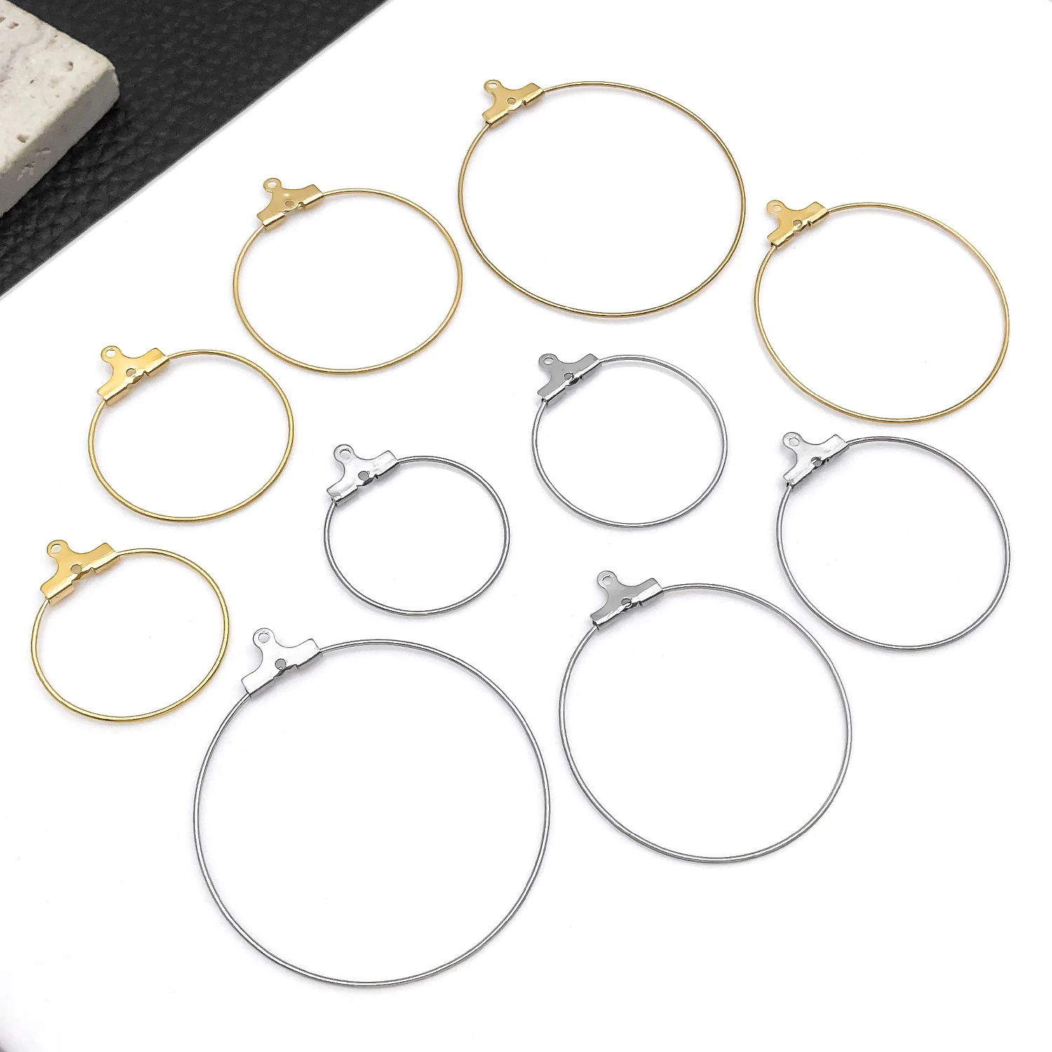 10pcs Earrings Findings Stainless Steel Hinged Leverback Hoop Blanks Loop Base Ear Ring For DIY Earring Component Jewelry Making