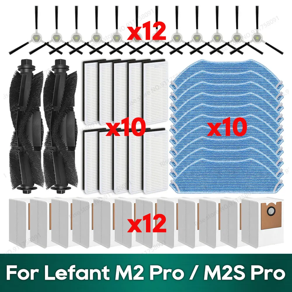 Compatible for Lefant M2 Pro / Lefant M2S Pro Accessories Main Brush Filter Dust Bag Mop Cloth Spare Parts
