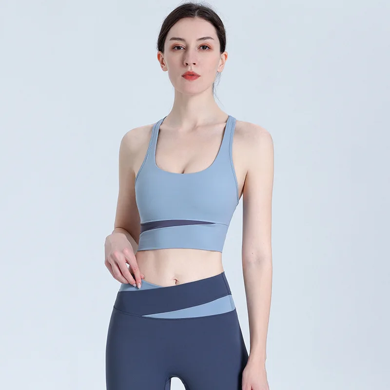 

Спортивное нижнее белье соответствующего цвета, женский противоударный бюстгальтер для йоги для бега, новый сборный быстросохнущий жилет с защитой от провисания и красивой спинкой