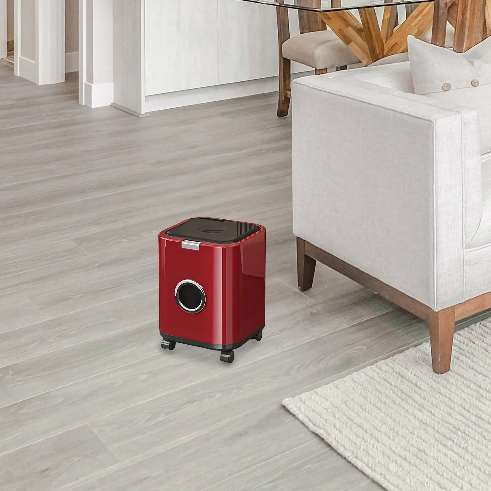 سلة المهملات سطل القمامة مع عجلات عالمية مزبلة الزخرفية 12L سلة المهملات سلة المهملات للزينة المنزل مكتب الحمام RV