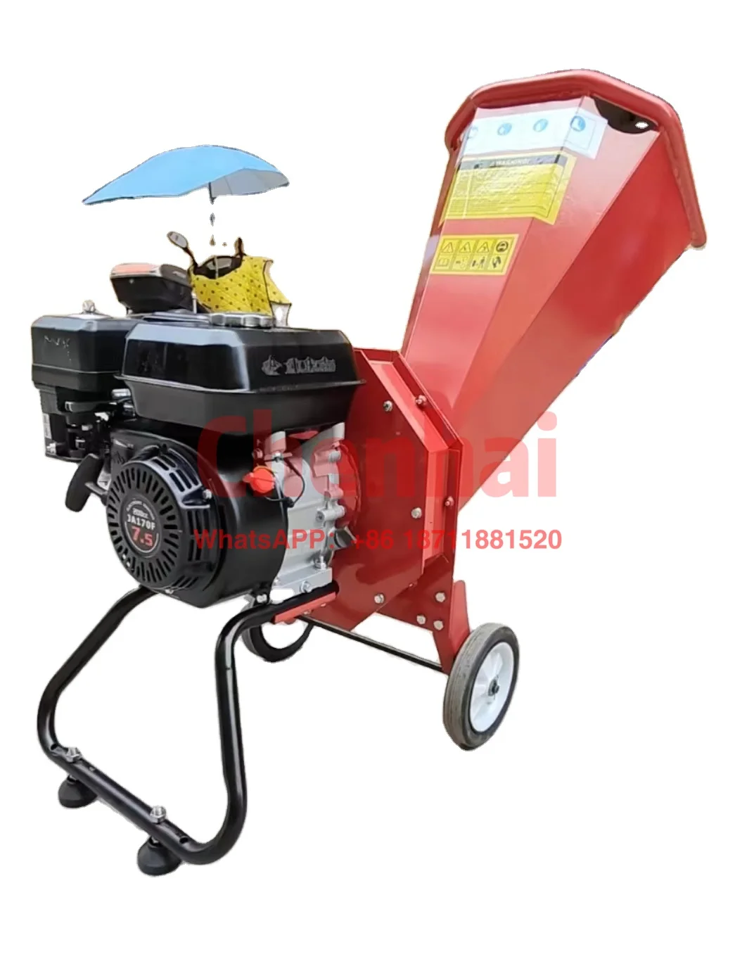 212CC gasoline Wood Chipper Small Movable Garden Tool Tree Branch Log Chipper Shredder Wood Cutting Machine