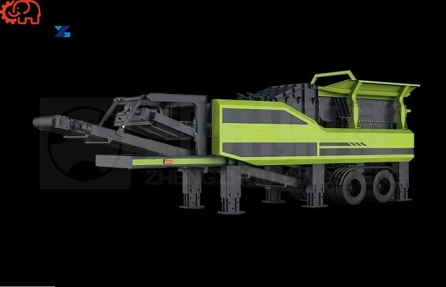 Motor-Driven Tire Mobile Cone Crusher With Gearbox For Mining Stone Ore Processing