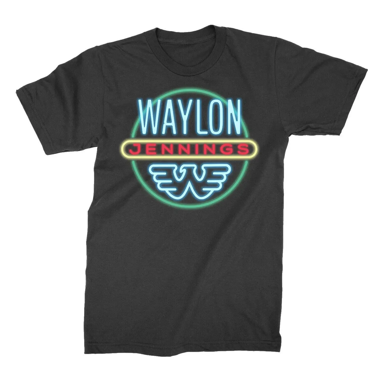 Men'S Waylon Jennings Neon T Shirt Medium Black