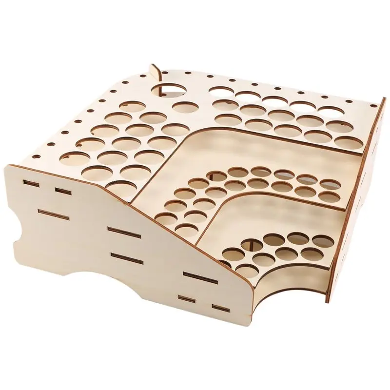 QWE-81 Hole Wooden Pigment Bottle Storage Organizer Color Paint Ink Brush Stand Rack Modular Holder School