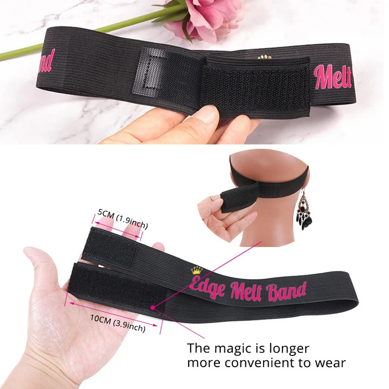 Melt Band For Wigs Printed Universal Logo Elastic Band To Hold Wig Edge Control Hair Bands With Ear Covers For Lace Wig 1/3/5Pcs