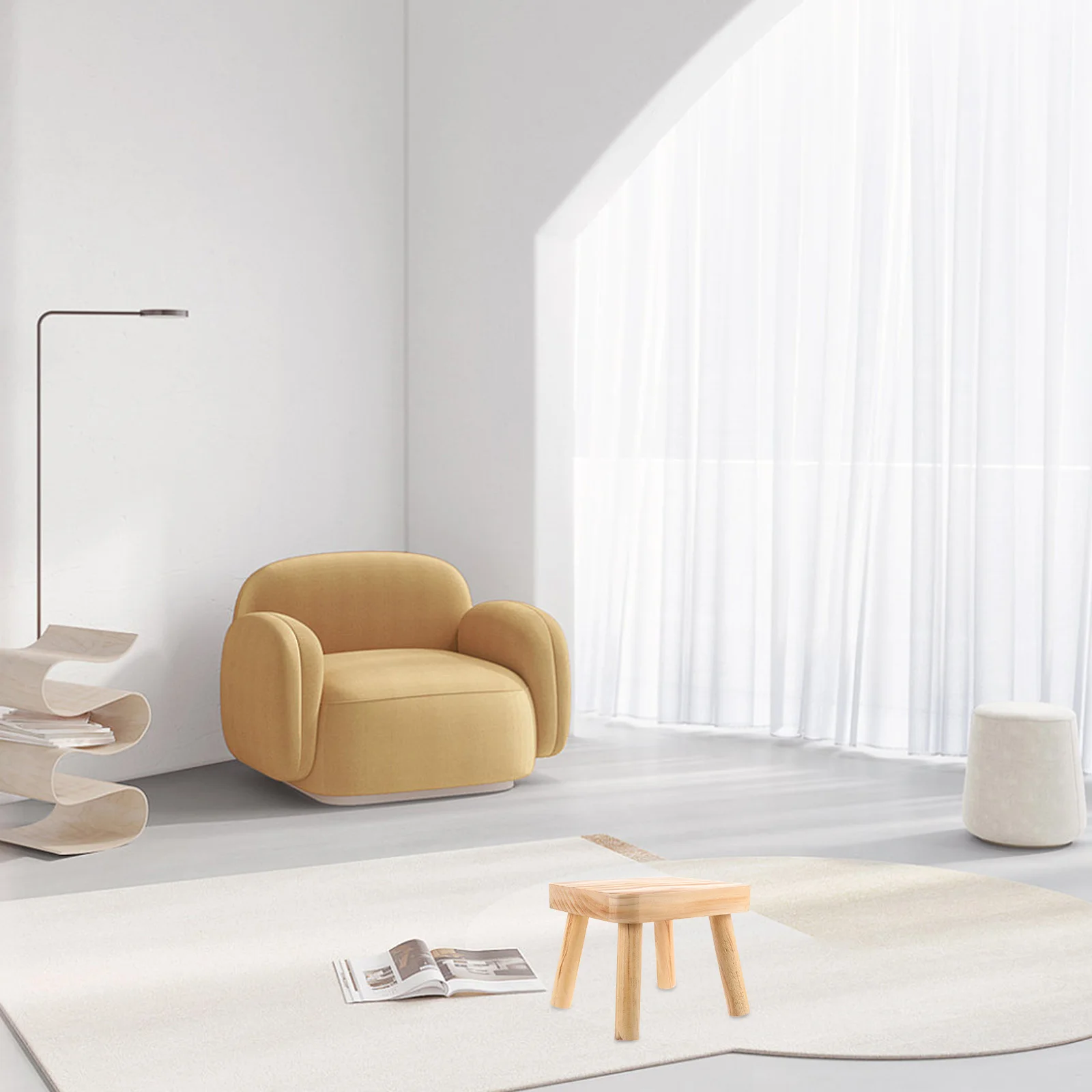 

Wooden Step Stool Strong Load-Bearing Small Wood Stool for Adults Garden Bath Office Garage Fishing Camp Portable Design