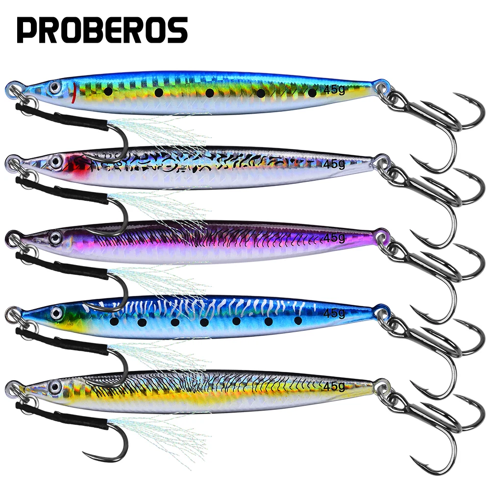 PROBEROS 1 pièces leurre de pêche au gabarit en métal coulant de qualité supérieure pour une conception de coupe pour une Attraction améliorée-avec hameçons triples pour l'eau salée
