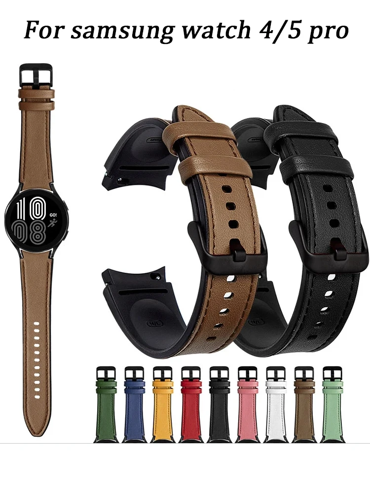 20mm Watch Strap for Samsung Watch 4 5 40mm 44mm Bracelet for Samsung Galaxy Watch 5 Pro Classic 42mm 46 Silicone+leather Bands