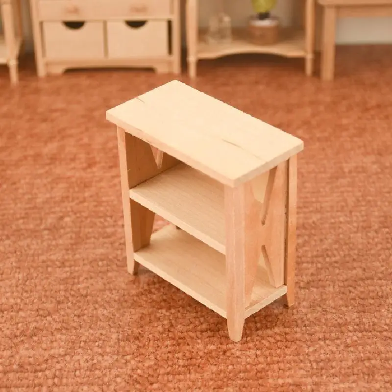 1:12 Miniature Wooden Bedside Table Model Mini Doll House Cabinet Furniture Accessories Simulation Dollhouse Decor DIY Toys