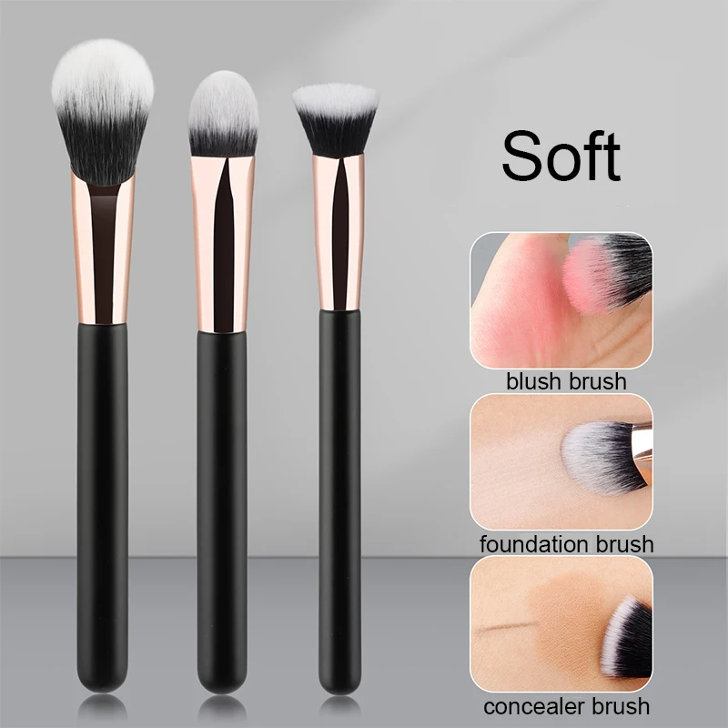 

3PCS Makeup Brushes Flat Kabuki Foundation Brush For Liquid Cream Powder Contour Blending Large Face Repair Beauty Tools