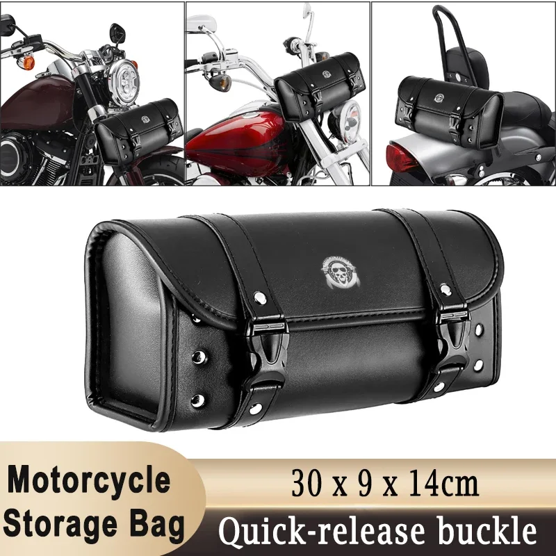 Motorcycle Saddlebags Front Handlebar Rear Sissy Bar Tail Rack Waterproof Universal Tool Storage Bag with quick-release Buckle