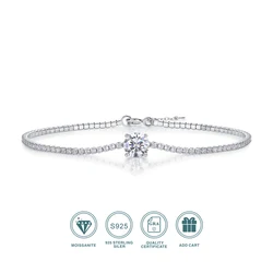 JIUZUAN 1 Carat Moissan Bracelet S925 Silver 18k Gold Plated Hypoallergenic Pendant, Nickel-Free, Sparkling Gemstone Jewelry