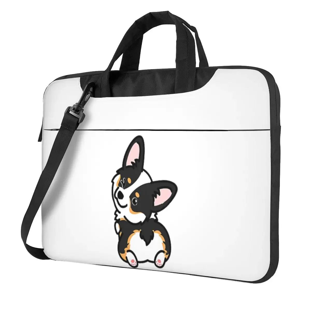 

Black Tricolor Corgi Crossbody Laptop Bag Case Computer Bag 13 14 15.6 Inch Notebook Pouch for Macbook Pro Lenovo