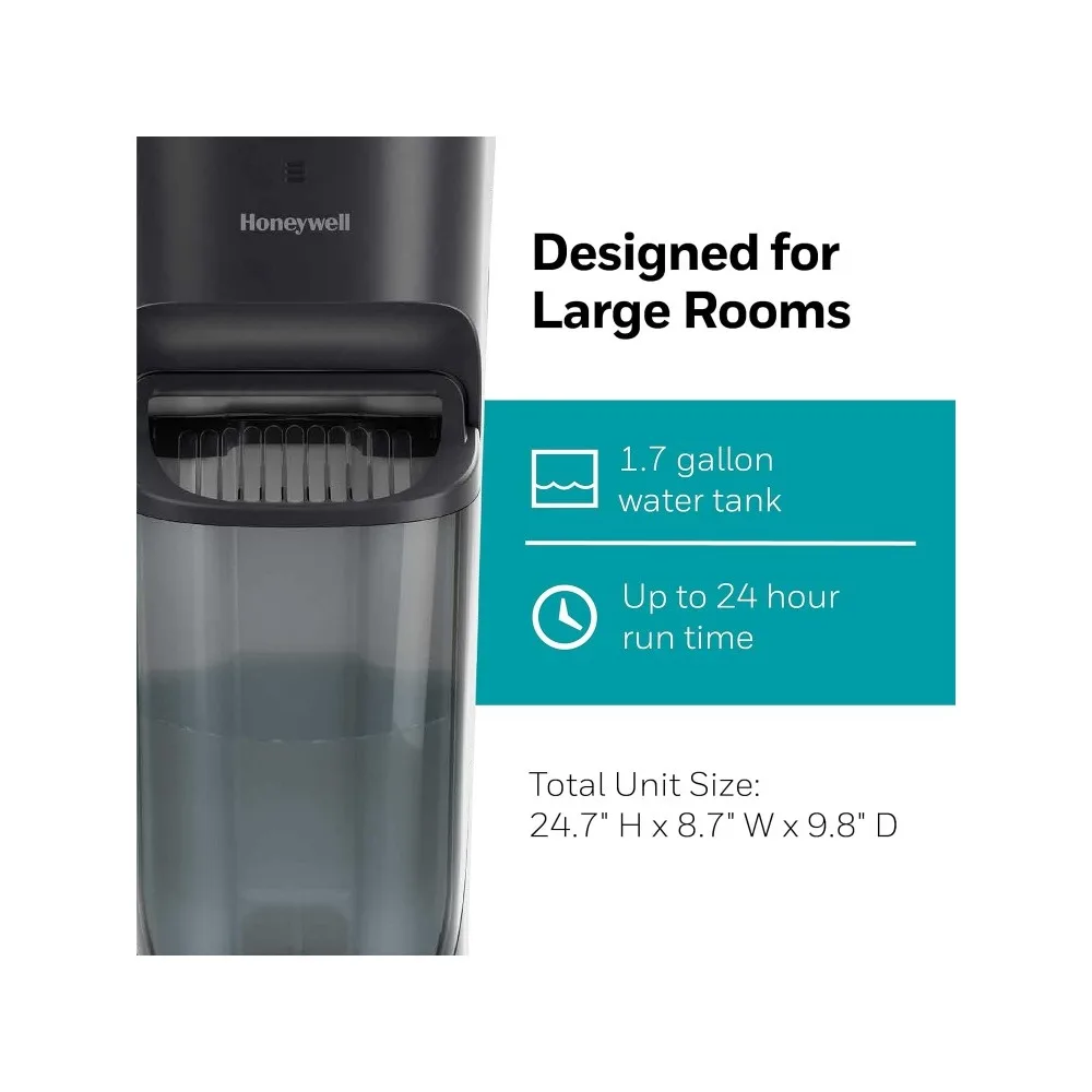 Top Fill Tower Humidifier, Digital Humidistat, Cool Mist Humidifier for Bedroom, Home or Office with Space Saving Tower Design