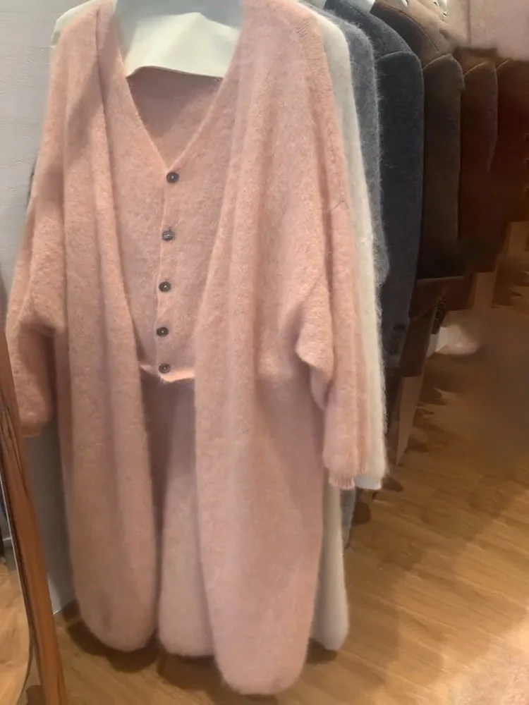 

Korean Sle Lazy Long Sweater Cardigan Soft Cozy Women's Faion Age Reduction Sweet Match All Long Coat Autumn Winter Wool ...