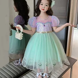 Little Girls Sleeping Beauty Daily Princess Gown Kids Sequin Lace Party Dress Girl Purple Leaf Clothes Children Evening Costumes