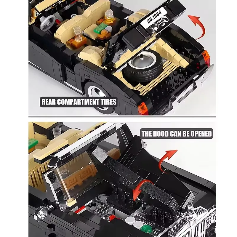 Mould King Vintage Car 1096PCS Construction The 1964 RR Sliver Cloud Vintage Vehicle Building Blocks Bricks Toys Adults Kids