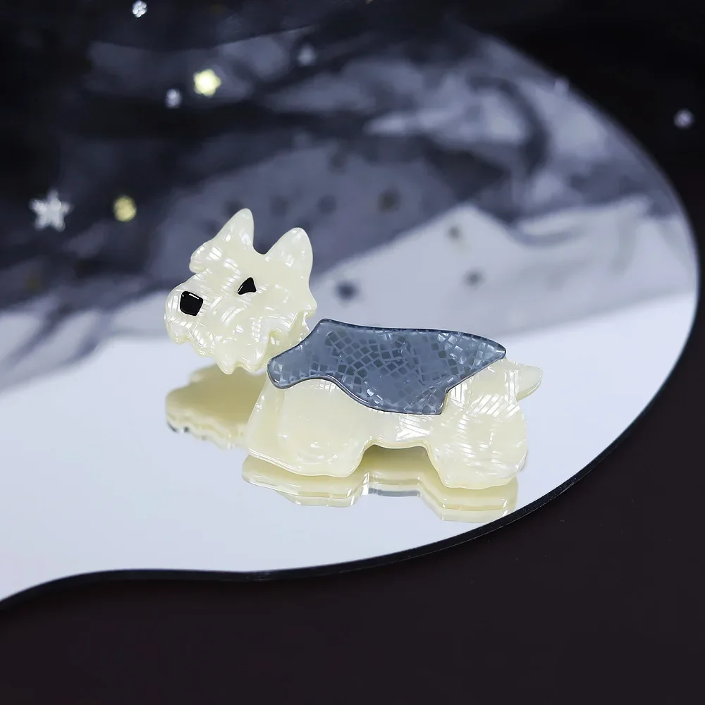 New Handmade Dog Acrylic Brooch for Women Colorful Animal Pins and Schnauzer Brooches Badges Fashion Shirt Jewelry Gift for Kids