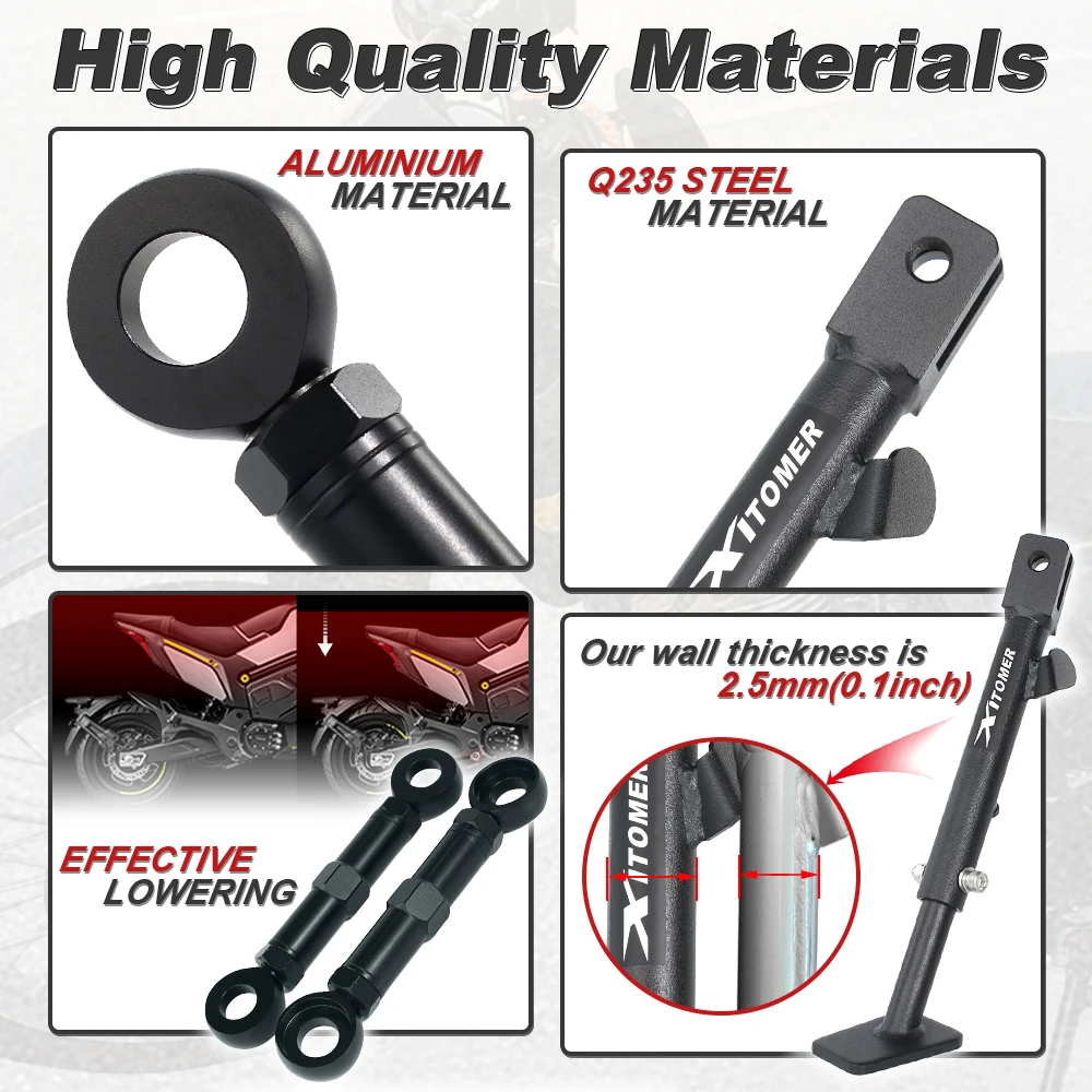 Motorcycle Adjustable Kickstand Side Stand Fit For Suzuki DR650 DR 650 1996-2023 2024 2025 2026 Rear Suspension Lowering Links