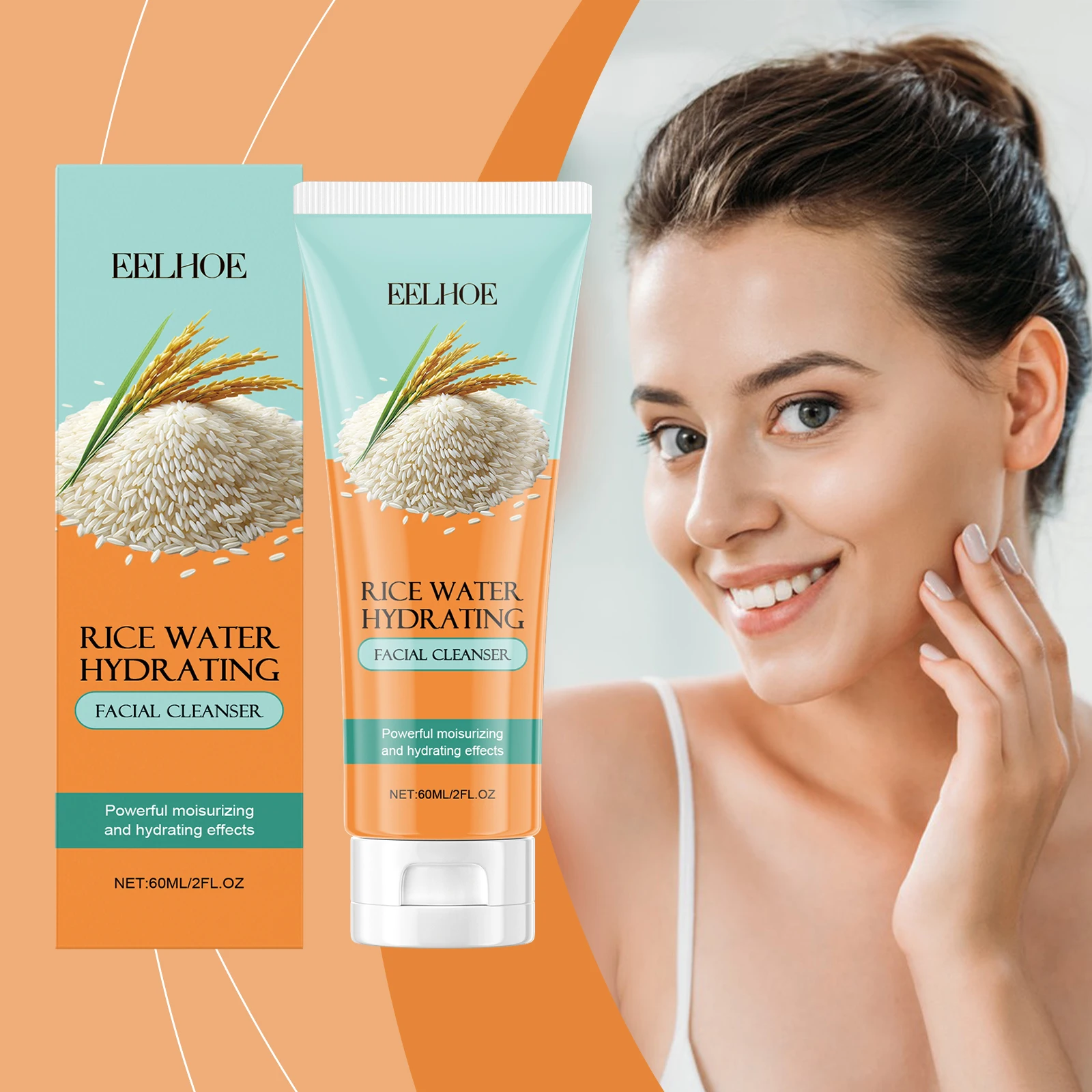 

EELHOE Rice Facial Cleanser Gently Cleanses Facial Skin Moisturizes Soothes Refreshes and Nourishes Remove Oil Improve Skin Tone