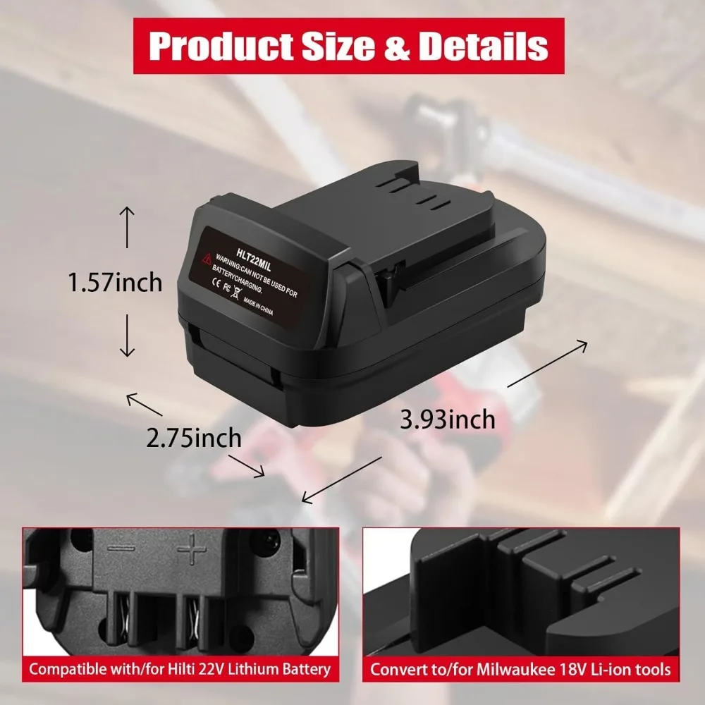 

Adapter for Hilti 22V B22 Li-ion to Battery Convert to for Milwaukee 18V tool use(ship adaptor only)