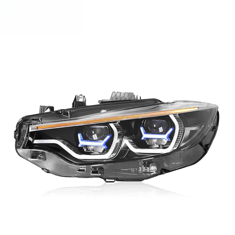 Suitable For 13-20 BMW 4 Series F32 Headlight Assembly, M4 Modified Blue Frame LED Lens Dual-Color Daytime Running Lights