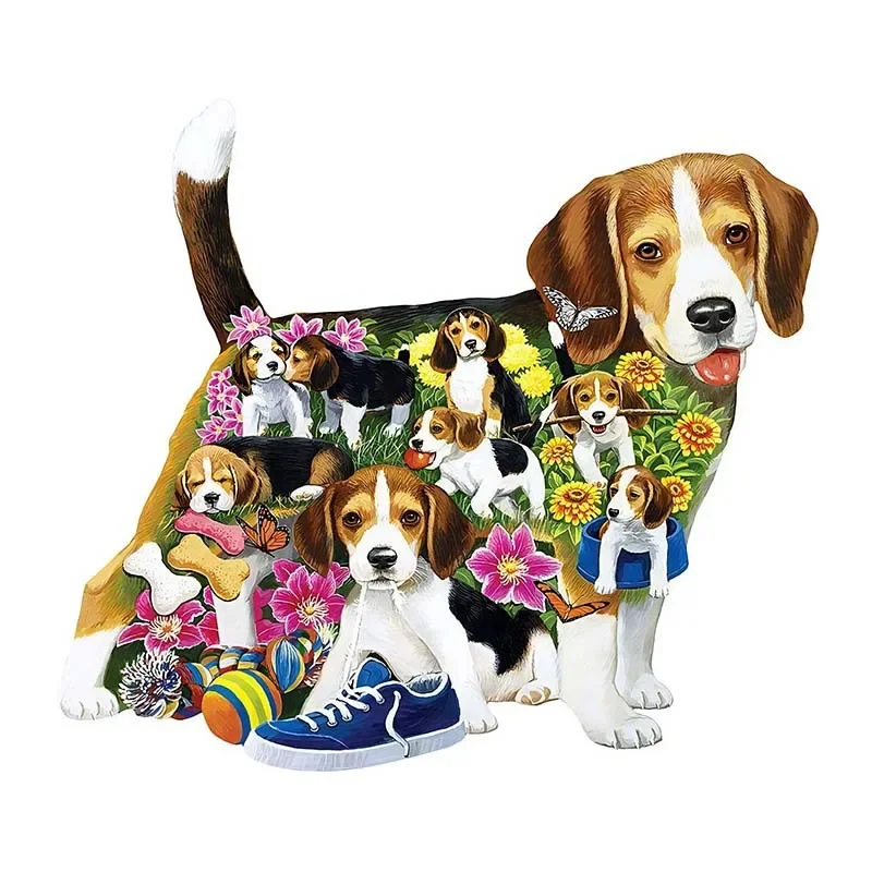 Unique Shaped Animal Piece Wooden Jigsaw Puzzles for Kids Flower Dog Shoes Home Adult Fashion Crafts Gift Design Games Toys