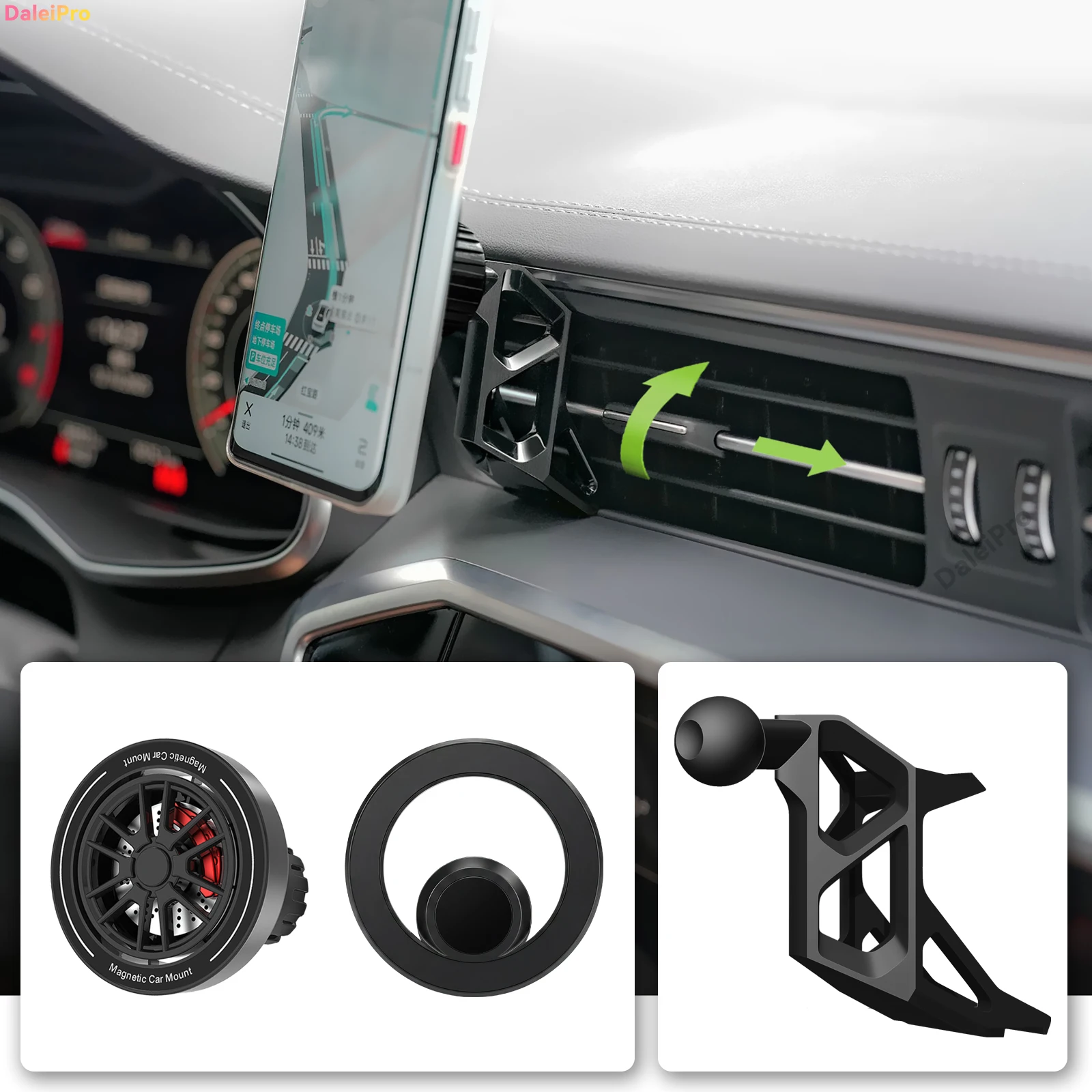 Custom Fit for Audi A6 C8 2019-2024 2025 S6 A7 S7 Magnetic Phone Mount Airflow Cooling Car Phone Holder 360° Swivel Holder Base