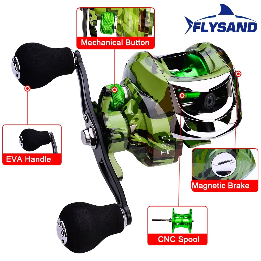 FLYSAND Baitcasting Reel 18+1 Ball Bearings Fishing Reels Max 22lb Magnetic Brake Baitcaster Fishing Reel Bass Cod Salmon Trout