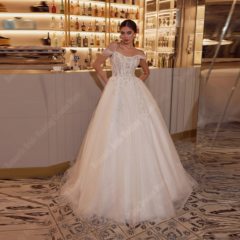 

Charming A-Line Women Wedding Dresses Off The Shoulder Bridal Gowns Banquet Mopping Length Princess Vestidos De Novia Customized