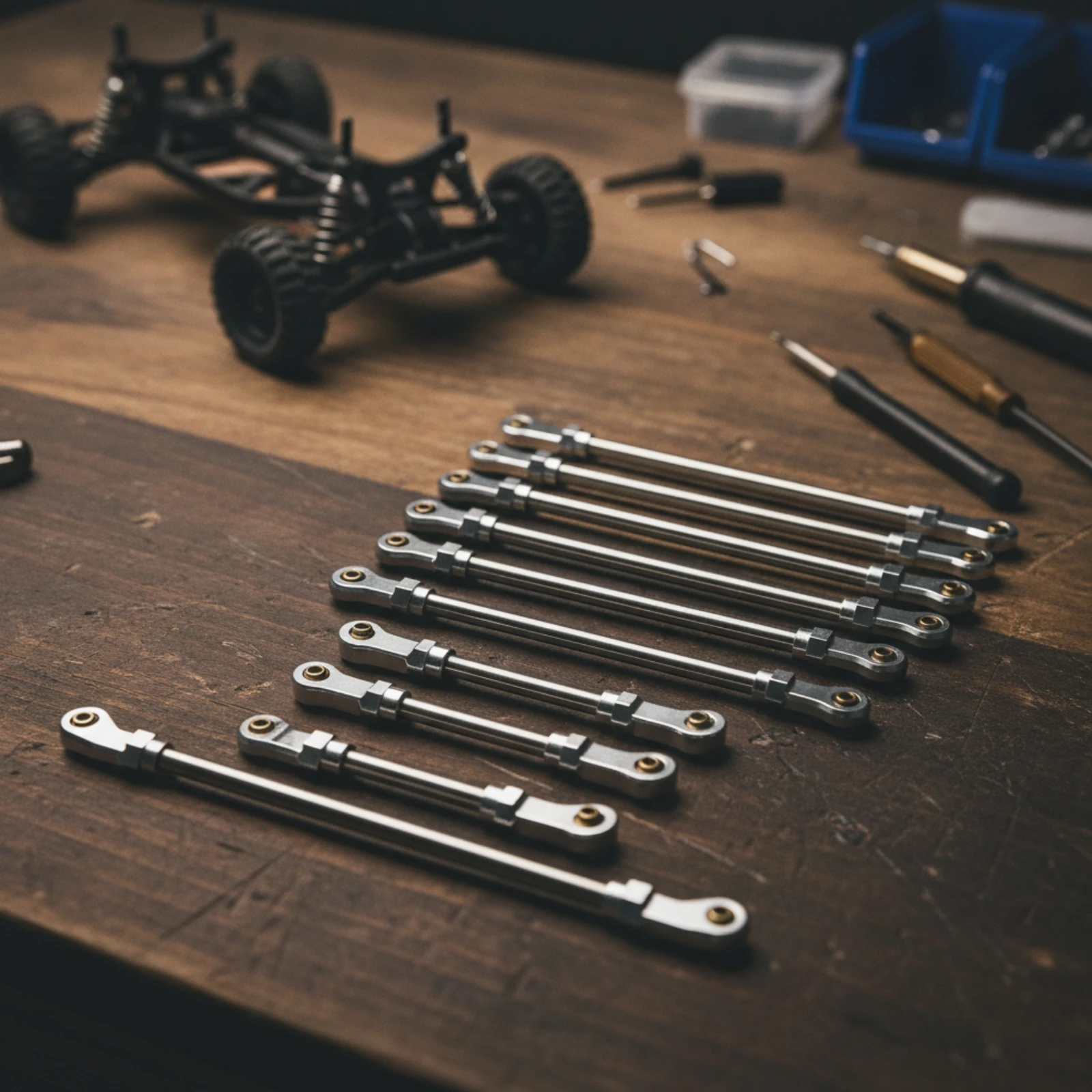 RC Tie Rod Assembly Anodized Adjustable Metal Tie Rod Model Part Easy to Install Hardware Sturdy for Hobbyists
