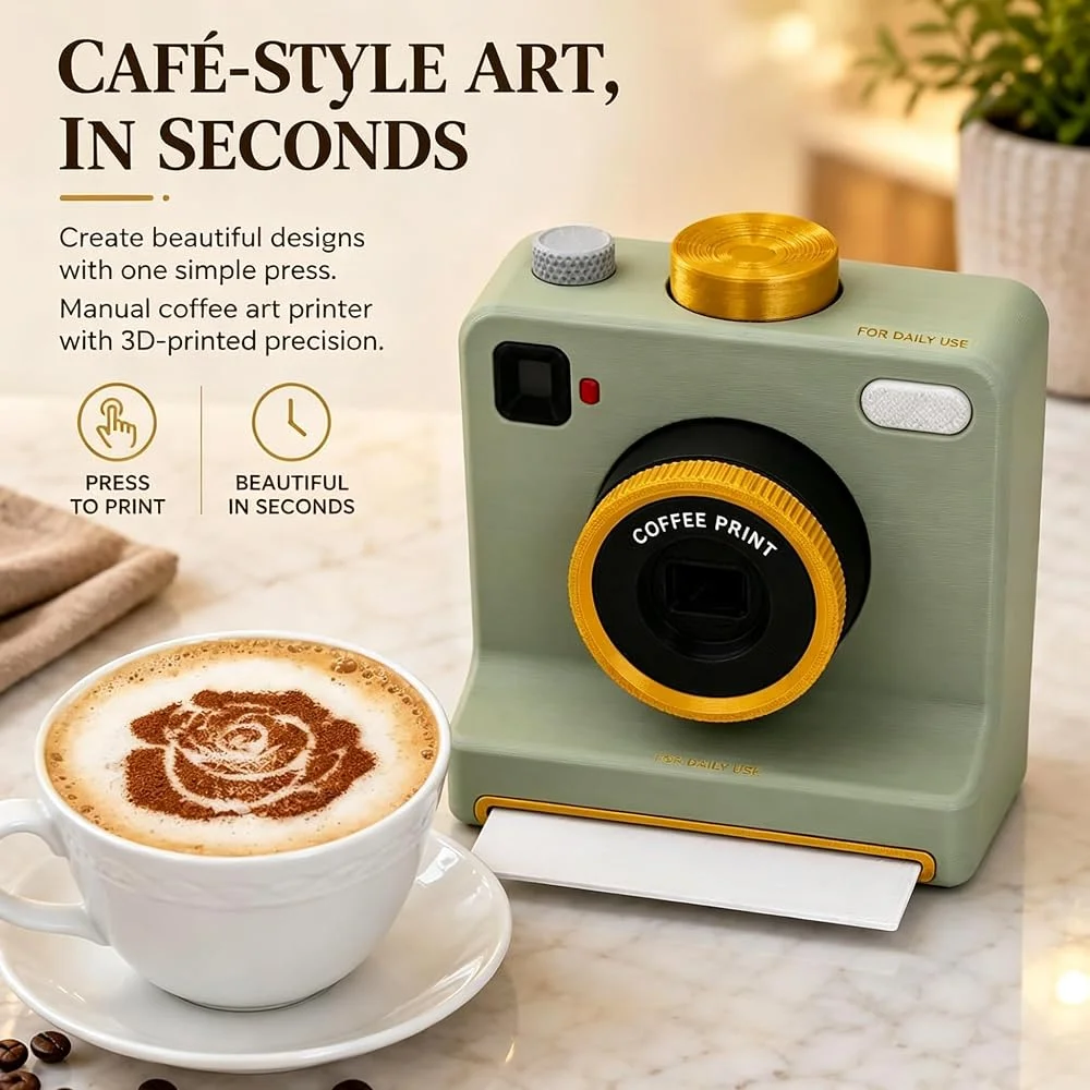 3D Printed Coffee Printer Latte Art Camera One-Touch Coffee Stencil Printer With Multiple Stencil Cards For Cappuccino Droppship