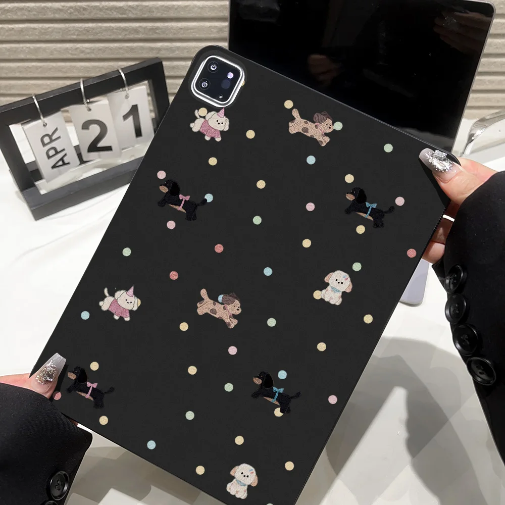 Dachshund Puppy Polka‑Dot Print Matte Tablet Protective Case For Apple iPad Air 11 2026 Pro 12.9 13 11 10.5 Mini 2024 Anti‑Slip