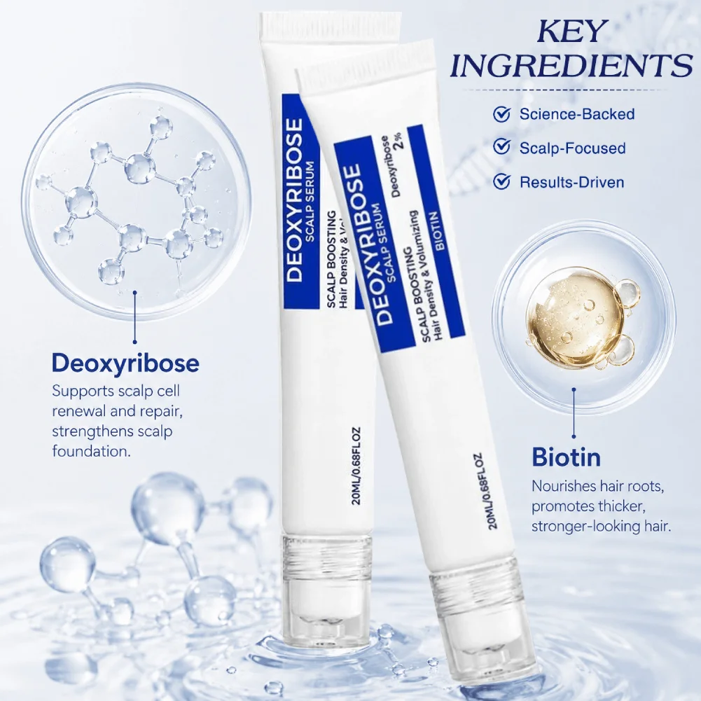 Deoxyribose Biotin Scalp Massage Serum Roller Design Quick Absorb Non-greasy Leave-in Hair Thickening Anti-thinning Hair Care