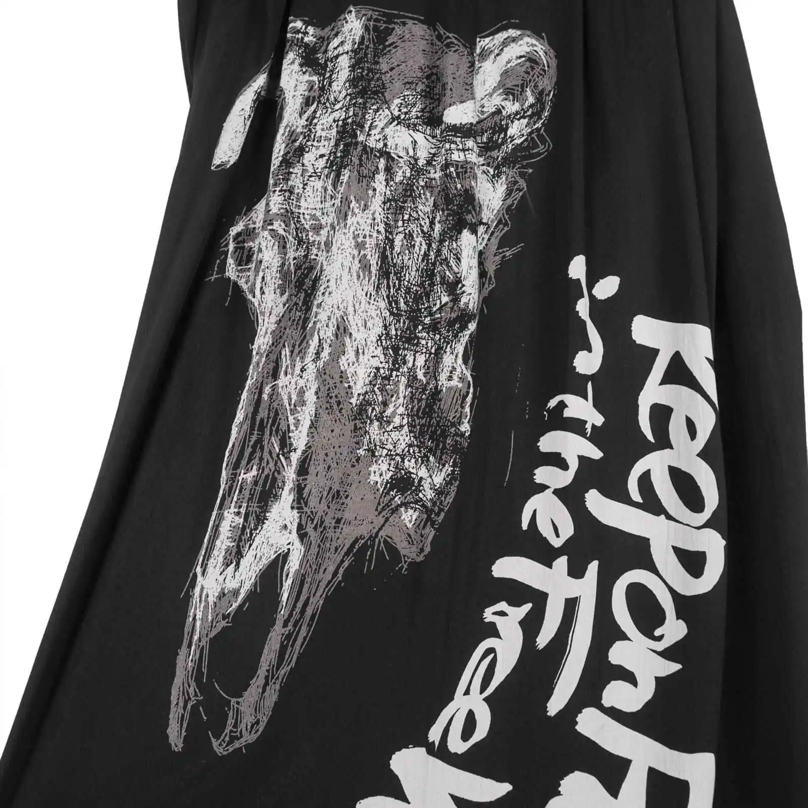 TOP-YAMAMOTO Japanese Original Design Dark and Niche Black Loose Printed Silhouette Pants