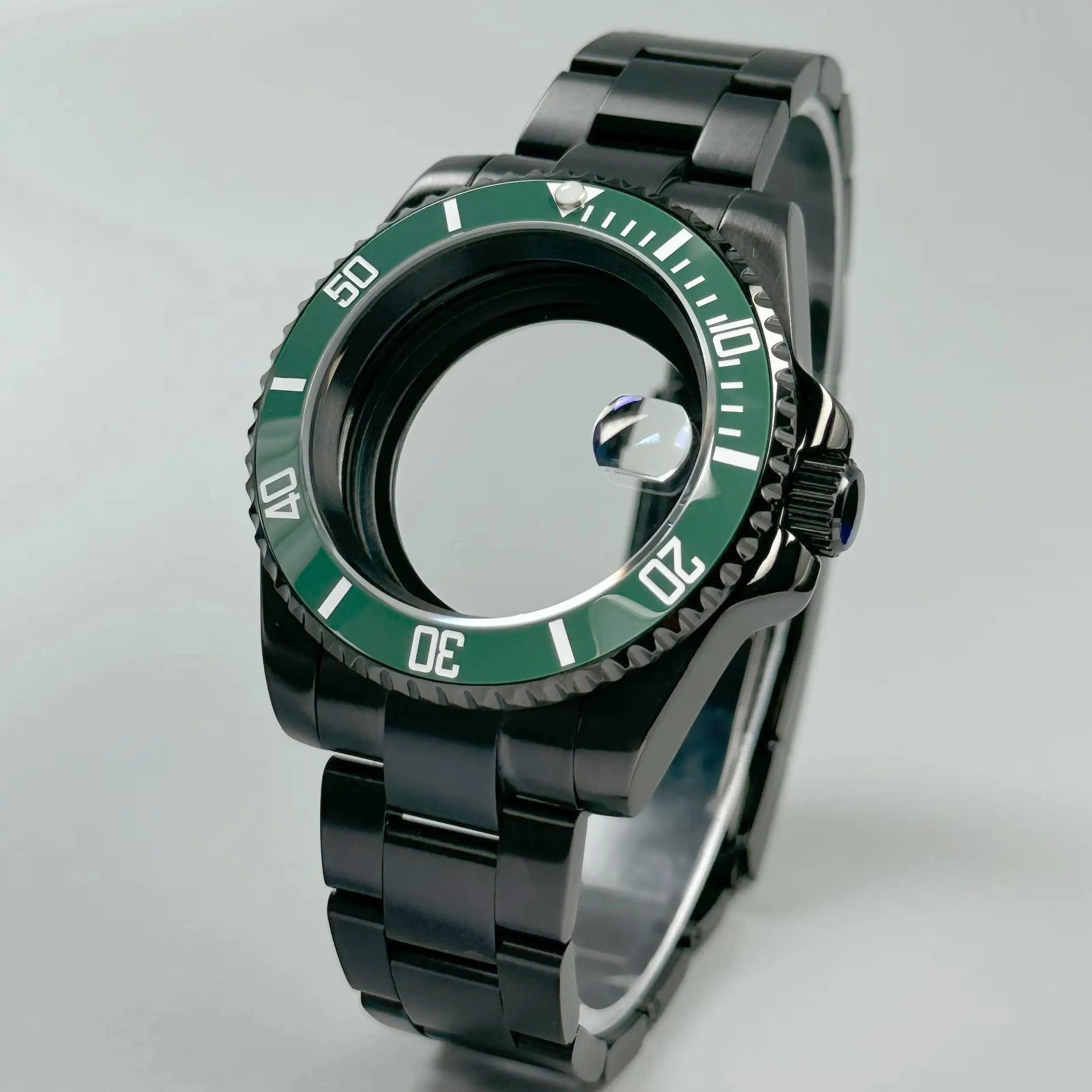 Nh35 case 40mm Black Watch case with 120 clicks fit nh34 nh35 nh36 movements sapphire glass waterproof 28.5mm dial accessries