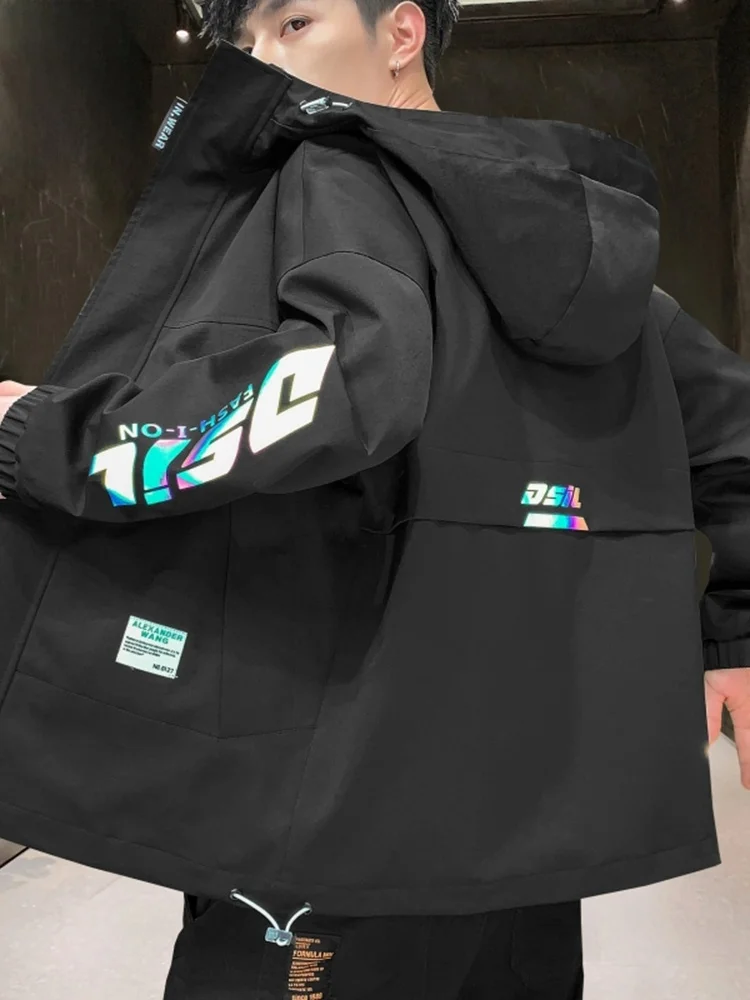 

Workwear Jaet Men's Trendy Brand Topwear Autumn New Casual Hooded Jaet Youthful Polyester Long Sve Zipper Closure